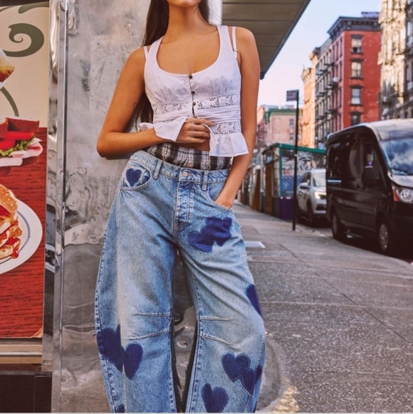 We The Free Denim - We The Free People Heart Shadow Patch Barrel Good Luck Jeans 27